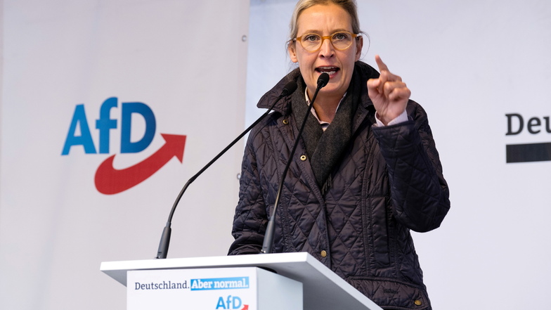 Alice Weidel bei einer Wahlkampfveranstaltung der AfD auf dem Marienplatz. Görlitz.