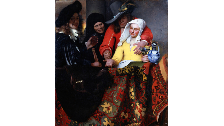 Mit Mitte zwanzig, um 1656, malte Jan Vermeer diese Szene "Bei der Kupplerin".