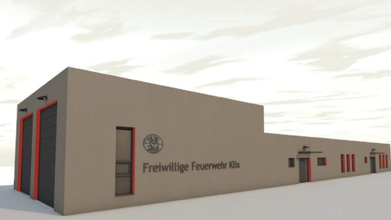 So stellt sich Architektin Juliane Ziller vom Planungsbüro Schubert aus Radeberg das neue Feuerwehrgerätehaus in Klix vor. Den Entwurf dazu hat sie jetzt im Gemeinderat Großdubrau vorgestellt.