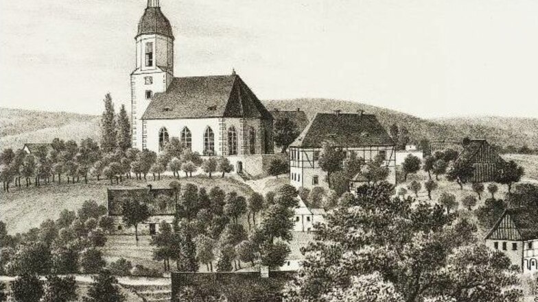Hainewaldes Kirche wurde von unseren Vorfahren als weithin sichtbare Landmarke gern gezeichnet.