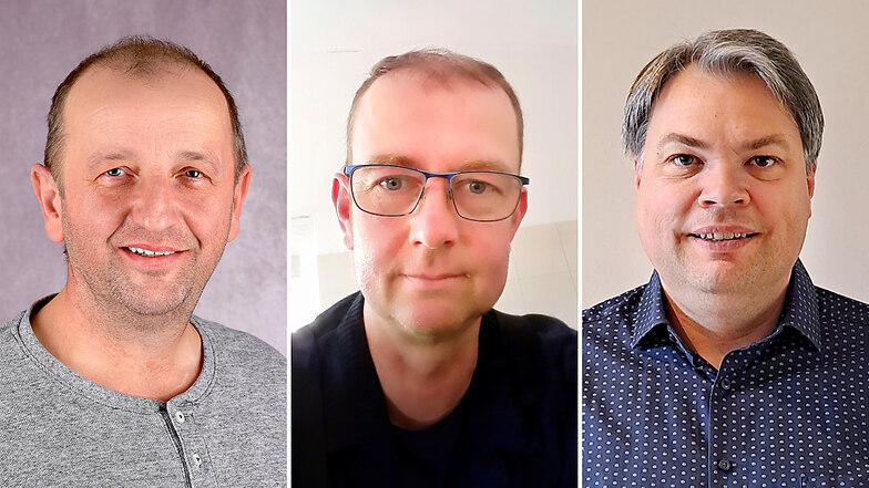 Die Spitzenkandidaten für den Ortschaftsrat Salzenforst-Bolbritz: (v.l.) Joachim Ziesch (CDU), Harald Mörbe (AfD) und Stefan Kieschnik (SPD)