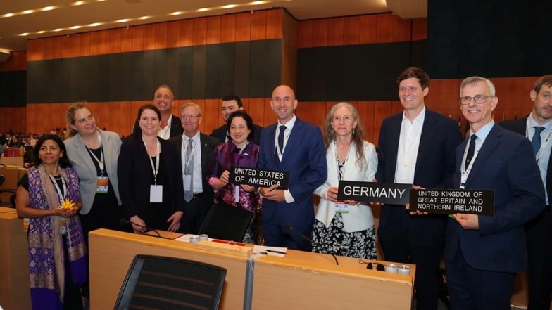 Die deutsche Delegation gemeinsam mit den Vertretern der Herrnhuter Siedlungen aus den USA und dem Vereinigten Königreich in Indien.