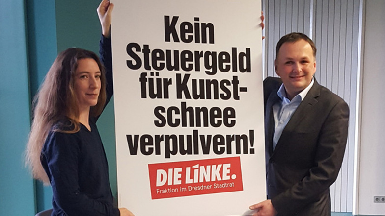 André Schollbach und Kerstin Wagner starteten am Freitag die Plakataktion.