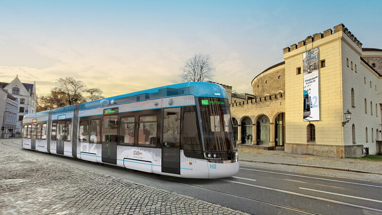 So könnte sie aussehen, die erste Wasserstoffbahn Europas. Getestet werden soll sie ab Ende 2026 in Görlitz.