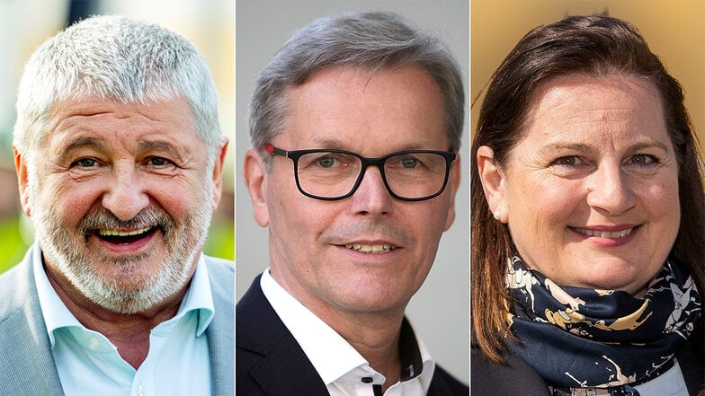 Diese Kandidaten treten wieder an: Amtsinhaber Peter Mühle (links), Frank Hentschel und Kathrin Uberig.
