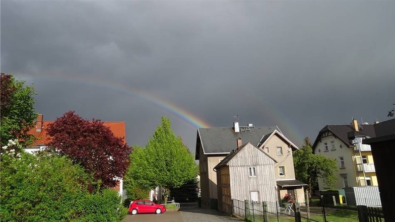 Matthias Eckstädt fotografierte den Regenbogen in Demitz-Thumitz.