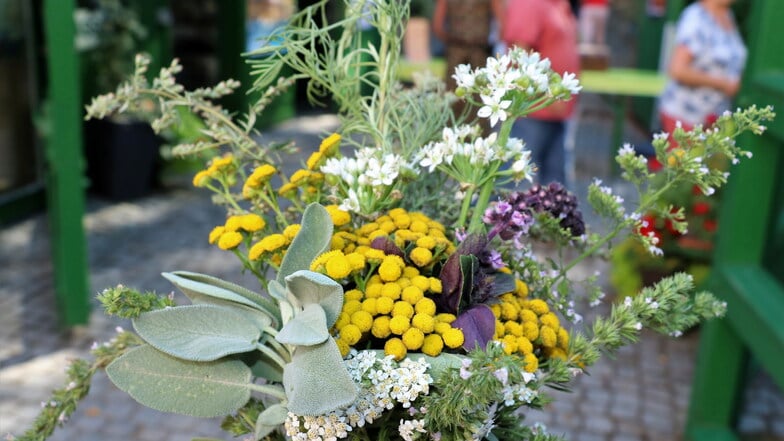 Kräuter- und Blumensträuße gehören zum Kräutersonntag im Kloster St. Marienstern in Panschwitz-Kuckau mit dazu.