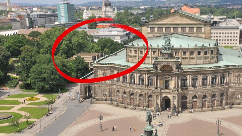 Wo der rote Kreis ist, soll künftig ein neues Proben- und Künstler-Gebäude für die Staatsoper entstehen.