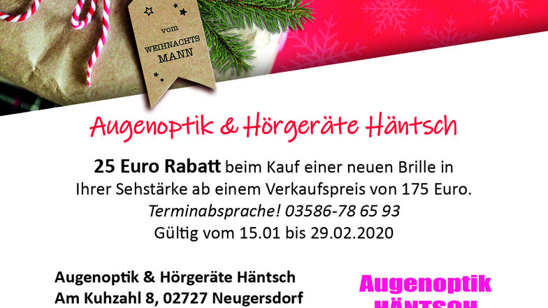 Augenoptik & Hörgeräte Häntsch, Am Kuhzahl 8, 02727 Neugersdorf