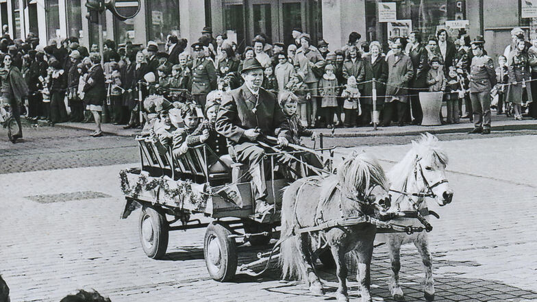 Direktor Arnold Müller als Kutscher eines Ponygespanns