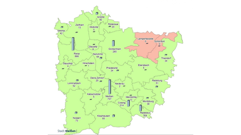 Auch die Kriegsflüchtlinge aus der Ukraine leben überwiegend in den größeren Städten im Landkreis Meißen.