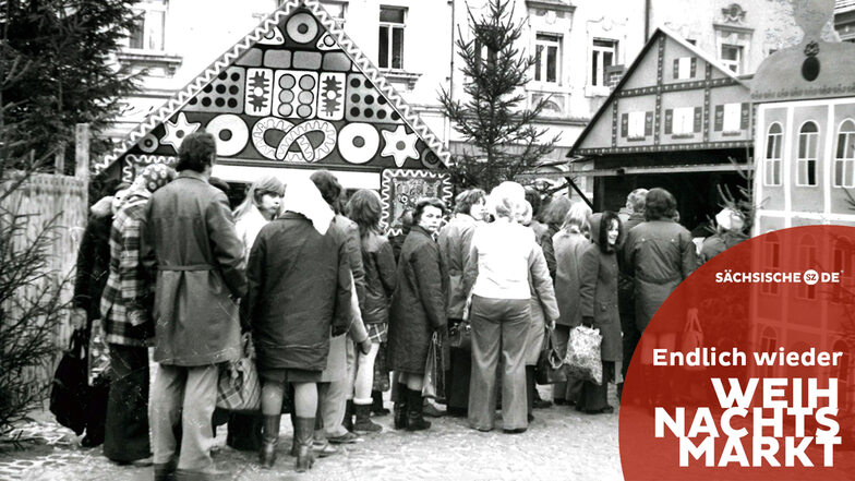 Weihnachtsmarkt in der DDR: Ob es hier wohl Bananen gab? Oder eher Orangen.