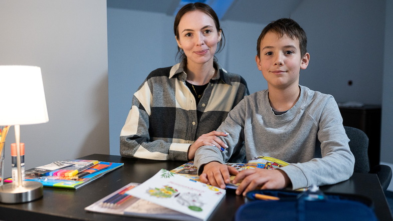Zwei von vielen: Natalia Boiuka und ihr Sohn Mark sind wegen des Krieges in der Ukraine nach Görlitz geflohen.
