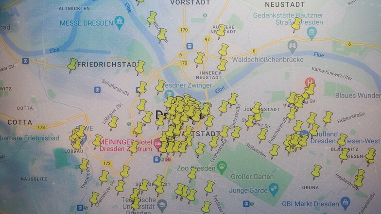 Wo überall jüdische Geschäfte in Dresden zu finden waren, zeigt eine Karte.