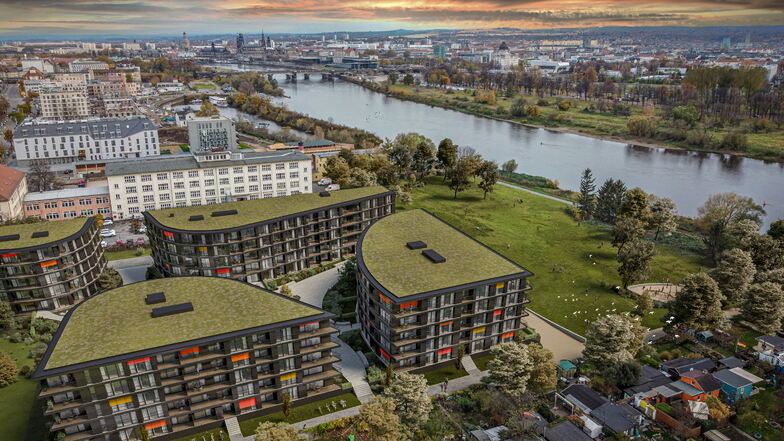 So soll der Wohnkomplex Marina Garden an der Elbe aussehen, der westlich der Hafencity entsteht.