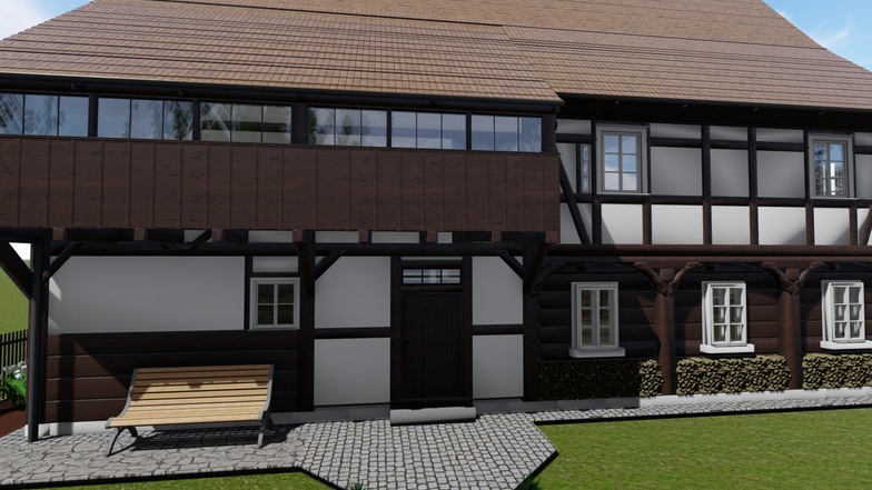 Die Rückseite des Lieske-Häbler-Hauses im Modell.