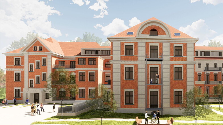 90 Wohnungen sollen in den Gebäuden des früheren Landkrankenhauses am Robert-Koch-Platz entstehen.
