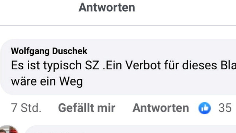 So schrieb der Görlitzer AfD-Stadtrat, Wolfgang Duschek, dieser Tage unter einen Beitrag der SZ auf Facebook.