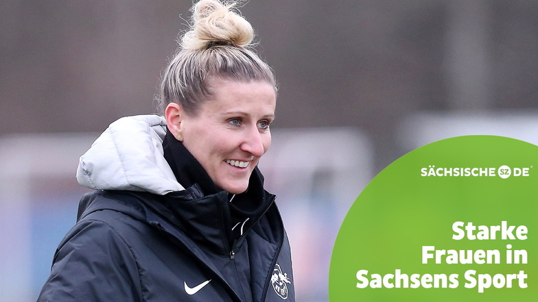 Ein zufriedenes Lächeln nach einer Einheit von RB Leipzig, bei der Anja Mittag Co-Trainerin war und als Spielerin aushalf.