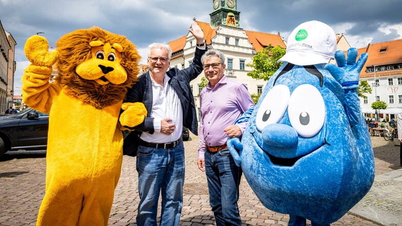 In Pirna ist der Wassertropfen Aqualino das Maskottchen der Stadtwerke Pirna. Bibolin ist der Leselöwe von der Stadtbliothek Pirna.