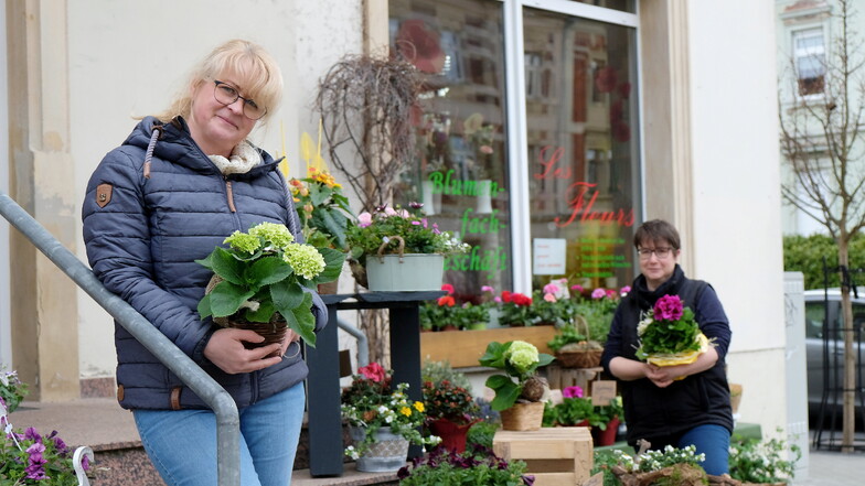 "Les Fleurs" – unter diesem Namen hat Iris Siegel (l.), hier mit ihrer Mitarbeiterin Franziska König, das Blumengeschäft an der Zaschendorfer Straße neu eröffnet.