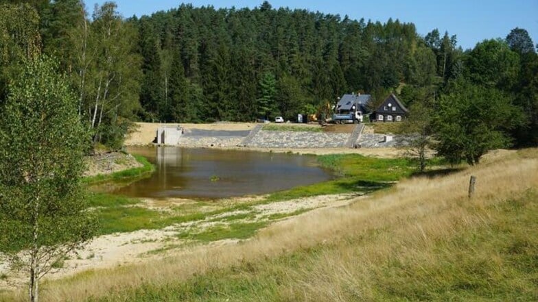 Derzeit ist der Stausee Kyjov meist nur eine kleine Pfütze. Er wird saniert.