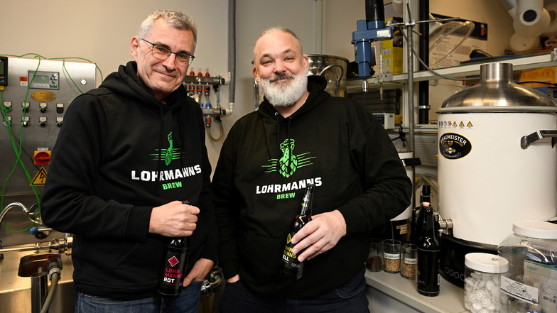 Lebensmittelchemiker Thomas Henle (l.) hat jetzt einen eigenen Podcast. Nicht das einzige Projekt. Mit seinem Kollegen Jan J. Weigand brachte er das Bier „Lohrmanns Brew“ auf den Markt.