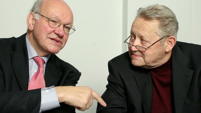 Walter Momper (l.) und Günter Schabowski im Tagesspiegel-Interview aus dem Jahr 2004.