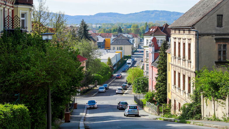 Blick auf die Rathenaustraße in Zittau.