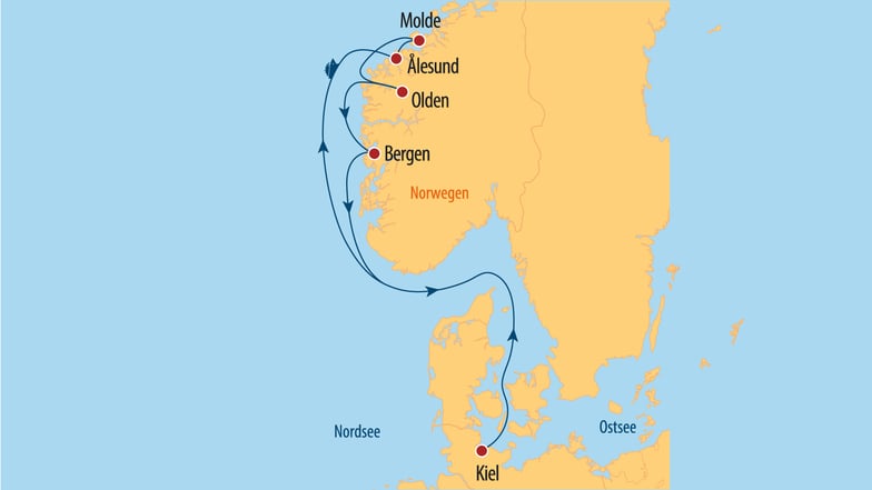 Norwegische Fjorde
und Bergen vom 25.5. bis 1.6.25 für 8 Tage mit der TUI MEIN SCHIFF 7