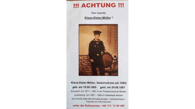 Gesucht: Der gebürtige Meißner Klaus-Dieter Müller kam 1987 während seiner Dienstzeit bei der NVA ums Leben. Seine Schwester sucht nun Weggefährten von ihm.