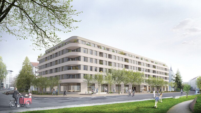 Entwurf 1: So könnte das Gebäude am Sternplatz aussehen, wenn der Vorschlag von AKL I Architektenkooperation Liststraße gewinnt.