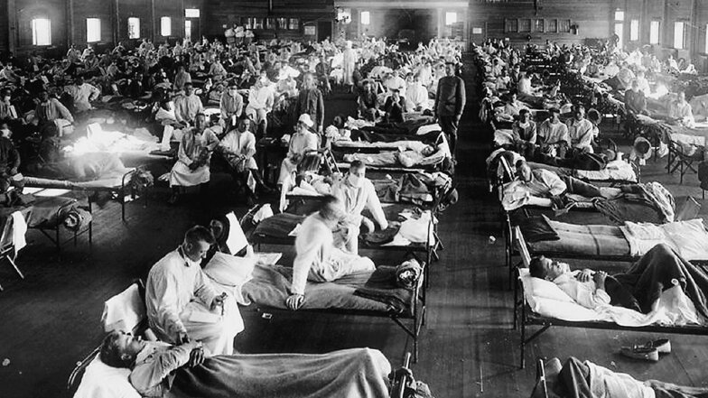 In einem Hospital nahe Fort Riley im US-Bundesstaat Kansas – von hier gelangte die Grippe nach Europa.