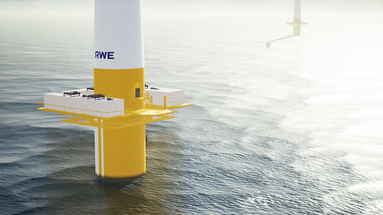 Ein Offshore-Windrad in der Nordsee. Zur Produktion von grünem Wasserstoff auf hoher See planen die Insel Helgoland und ein Firmenkonsortium in der Nordsee bis 2035 zehn Gigawatt Offshore-Windanlagen.