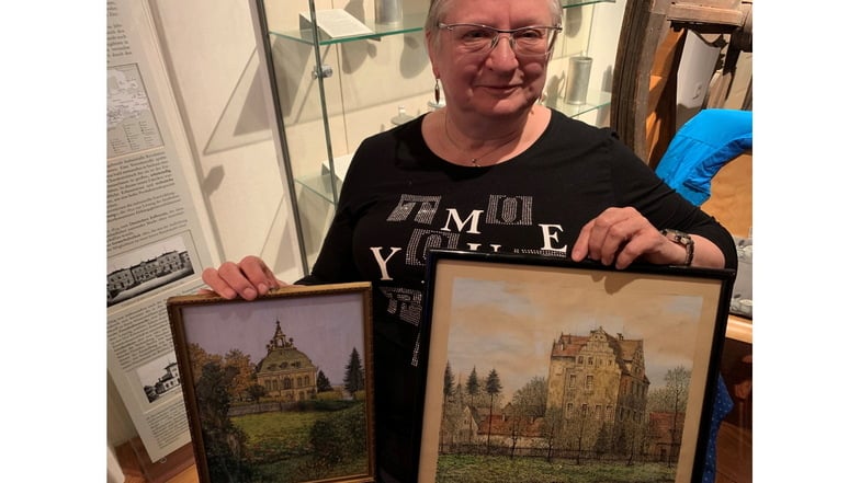 Ulrike Scholz aus Ebersbach hat auch Globig-Gemälde geerbt und sie ins Museum Großenhain mitgebracht.