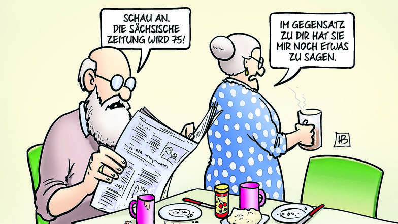 Das alte Ehepaar am Küchentisch - klassisches Motiv von Harm Bengen. Er ist einer von vielen Karikaturisten, deren Werk in fast jeder SZ-Ausgabe auf der Titelseite gedruckt wird.