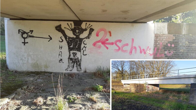 Diese Graffiti zieren nun eine Bahnbrücke in Hirschfelde.