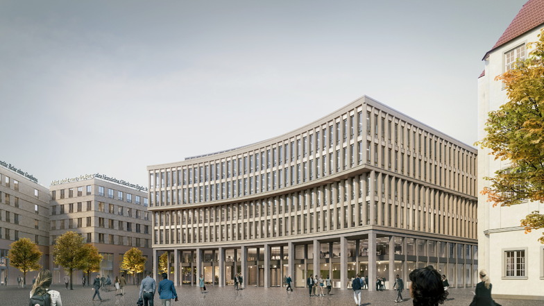 Einer der beiden Siegerentwürfe für den Postplatz stammt vom Münchner Büro Oliv Architekten. Markant sind die Arkadengänge.