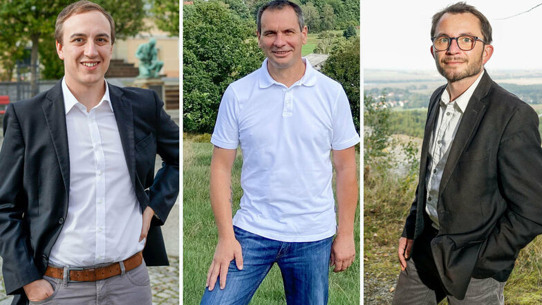 Demitz-Thumitz wählt einen neuen Bürgermeister. Benjamin Lange, Patrik Eisold und Jens Glowienka (von links) kandidieren für das Amt.