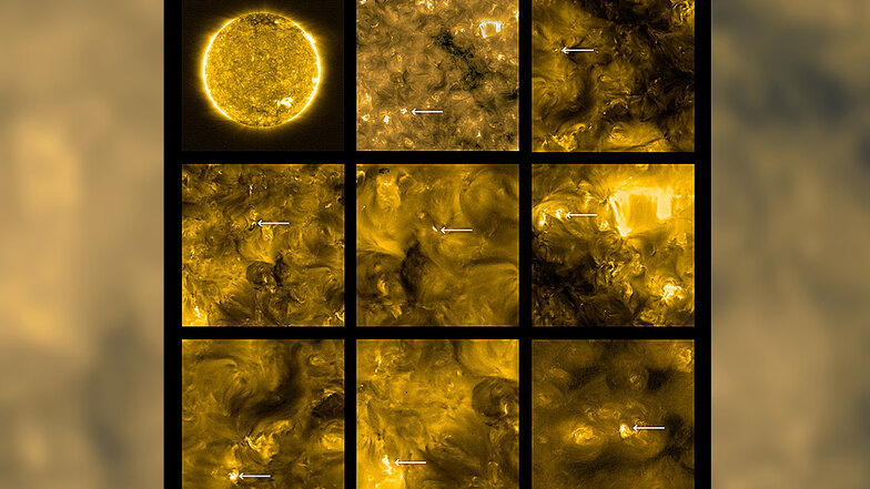 Diese Bilder zeigen die obere Atmosphäre der Sonne, die Korona, mit einer Temperatur von etwa 1 Million Grad.