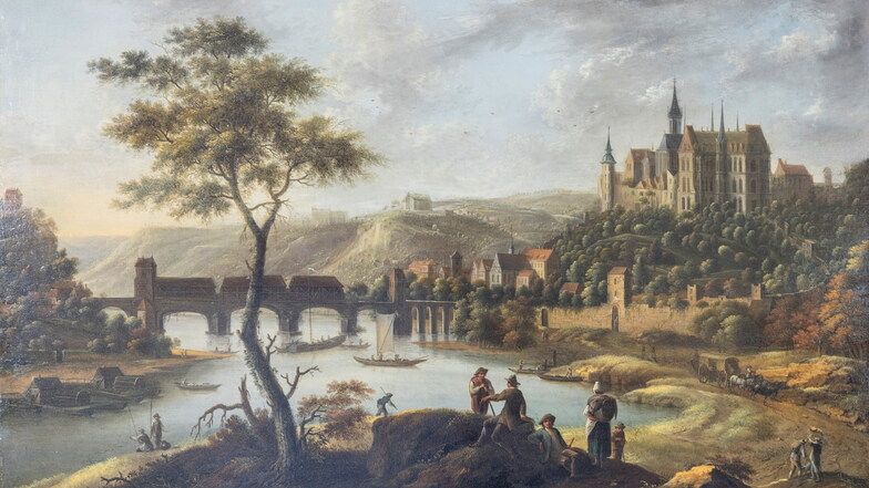 Als Johann Alexander Thiele 1750 dieses Bild von Meißen malte, hatte sich die Stadt schon sehr verändert seit der Zeit des Mittelalters, in der Sabine Ebert ihren neuen Roman in der alten Bischofsresidenz an der Elbe spielen lässt.