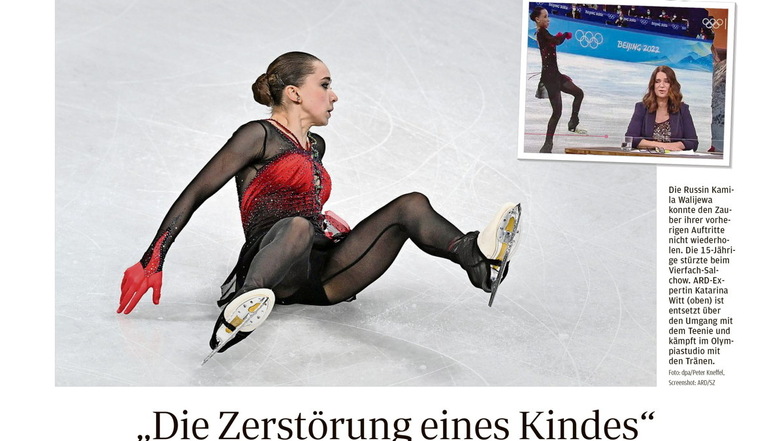 So berichtete die Sächsische Zeitung am 18. Februar über die Eiskunstlaufentscheidung der Frauen bei den Olympischen Spielen in Peking.