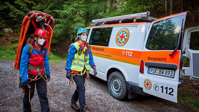 Die Bergwacht rettete am Sonntag einen Wanderer bei Schmilka.