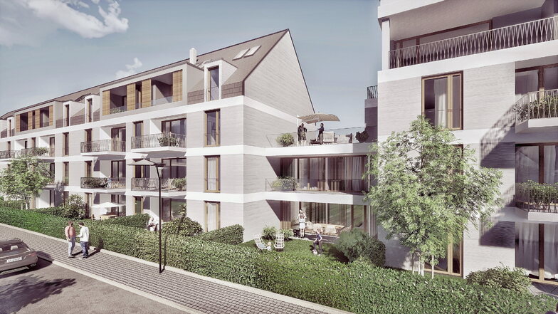 Auf der Gewerbebrache in Radebeul-West sind 47 Wohnungen geplant