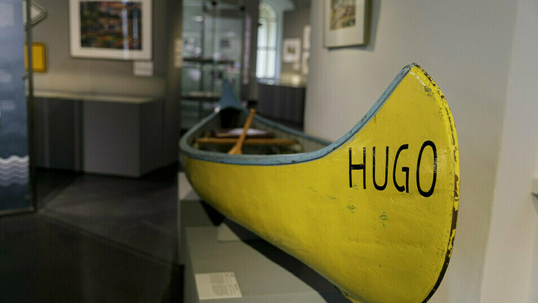 Schon vor 100 Jahren wurde an der Neiße Wassersport getrieben. Der gelbe Kanadier aus den 1920er Jahren ist Teil der Ausstellung "Abenteuer Neiße" im Kaisertrutz, die jetzt bis 2. Mai verlängert wurde.