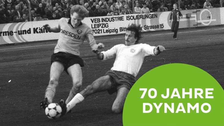 Matthias Sammer, hier 1986 im Zweikampf mit Roland Rüster von Stahl Riesa, gehört zu den besten Fußballern in 70 Jahren Dynamo.
