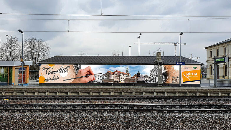 Mit diesem Wandbild werden künftig Bahnreisende in Pirna begrüßt.