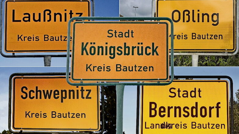 Sie arbeiten künftig enger zusammen: Laußnitz, Schwepnitz, Königsbrück, Oßling und Bernsdorf.