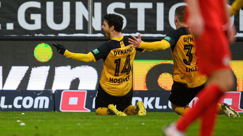 Dynamo bester Mann feiert seinen 4:3-Siegtreffer. Philipp Hosiner erzielte gegen Kaiserslautern seine Saisontreffer sieben und acht.