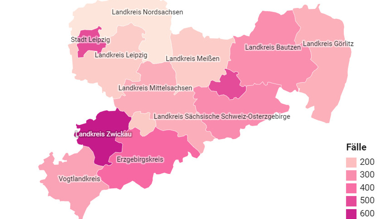 Unsere Karten zeigen die wichtigsten Daten zum Coronavirus in Sachsen.